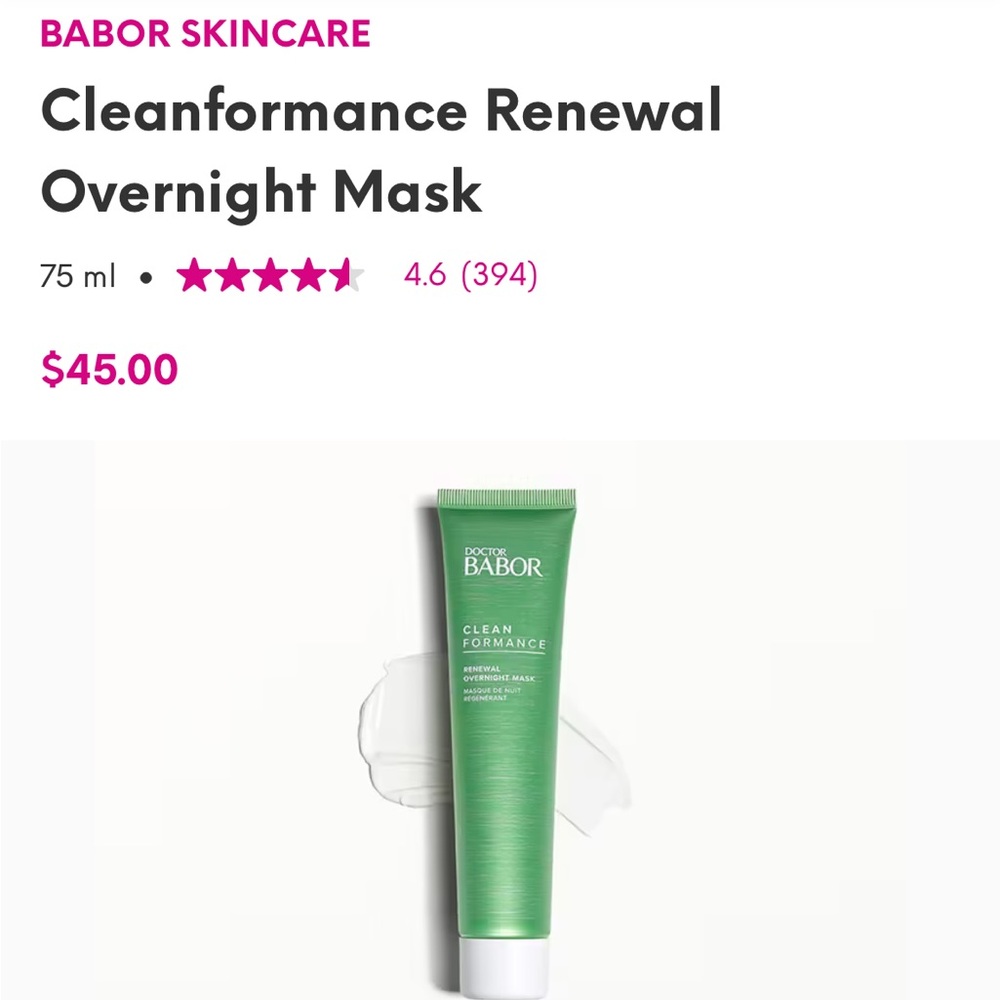 Babor Skincare Cleanformance Renewal Overnight Mask